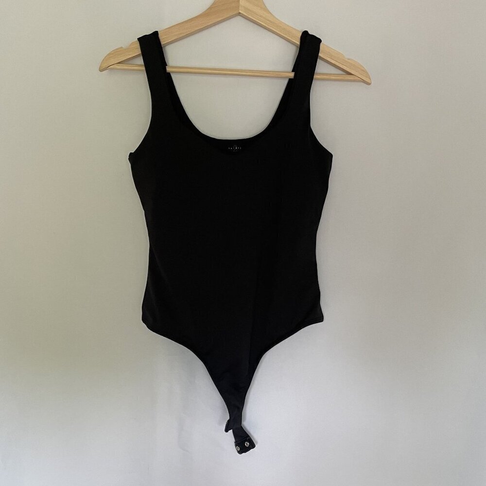 21 Saints black bodysuit v-neck tapered neckline silky smooth comfortable top